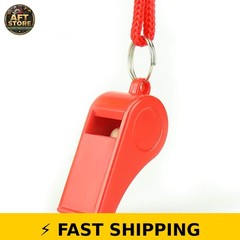 Hipat Red Emergency Whistles with Lanyard – 2 Pack