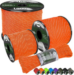 Paracord Reflective 1000Lb, 50/100/200/500/1000Ft 4Mm, 13 Strand Parachute Spool