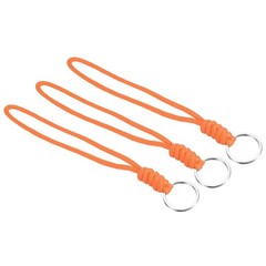 3Pcs 8″ Paracord Lanyard with Keyring Wrist Cord Badge Holder Strap Orange