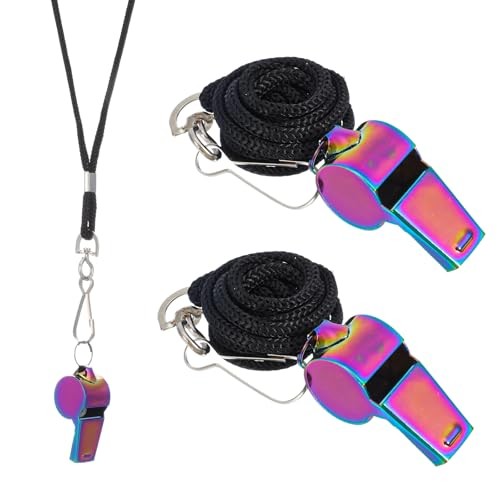 2Pcs Coaches Whistle with Lanyard Metal Stainless Steel Sports Whistle Loud