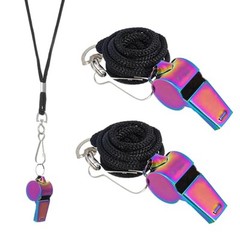 2Pcs Coaches Whistle with Lanyard Metal Stainless Steel Sports Whistle Loud
