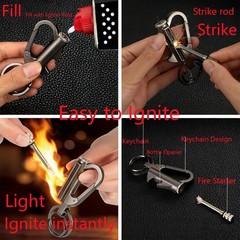 3 x Permanent Match Keychain Lighters Refillable Fire Starter Survival Camping