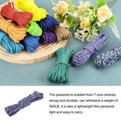 550 Paracord Rope 10ft, 4mm Thin Paracord Nylon Survival Cord Red Blue