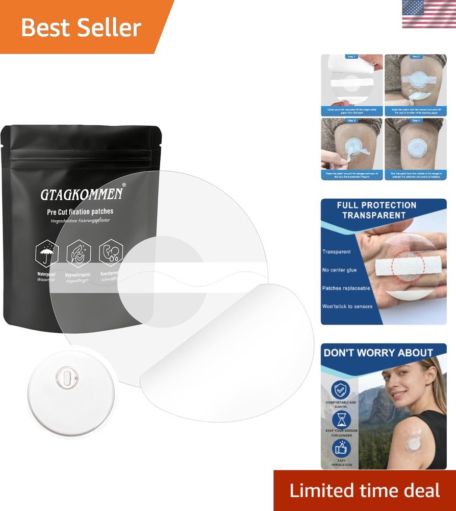 Transparent Waterproof Adhesive Patches for Freestyle Libre 3 – 55 Count Pack