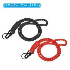 2Pcs 22″ Paracord Neck Lanyard Keychain Braided Strong Lanyard with Black Red