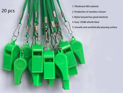20 Pcs Plastic Loud Whistles with Lanyard for Referee Coaches Basketball Footbal