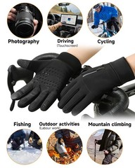 jopavo Gloves for Winter Men Women Windproof Water Resistant Black-XL, Black