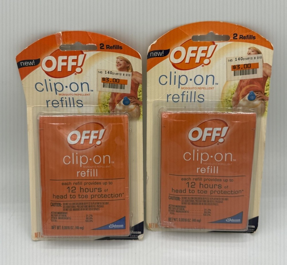 OFF Clip On Mosquito Repellent Refills Lot of 2 Packs of 2=4 Lasts 12 Hours NEW