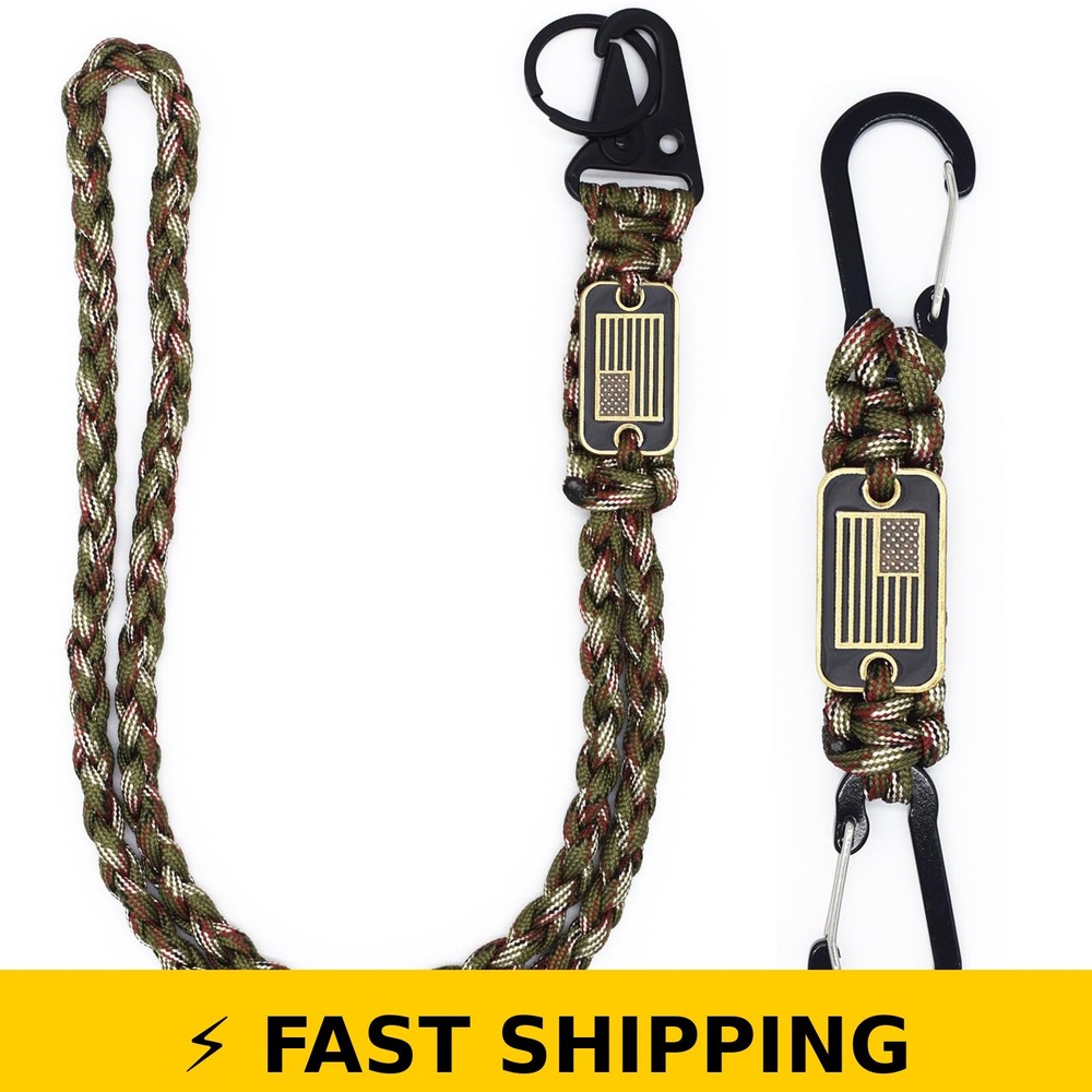 ZXKHYOR 2 Pcs Heavy Duty Paracord Lanyard with USA Flag