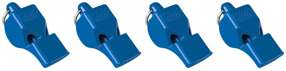 Fox 40 Classic Safety 3-Chamber Pealess Whistle, Blue (4-Pack)