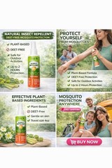 Natural Insect Repellent Spray. Deet – Free Plant- Based Mosquito Protection 4oz