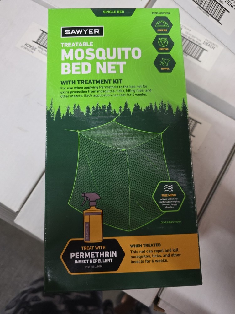 Sawyer Mosquito Bed Net With Treatment Kit, Fine Mesh, Dark Color, Free Shipping