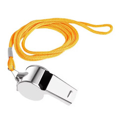Whistle Referee Football Sports Metal Silver Rope Keyring School Rugby (Pack 2)