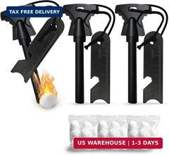 3PCS Magnesium Fire Starter with Striker, High Temp Magnesium Rod, Ferro Rod Fir