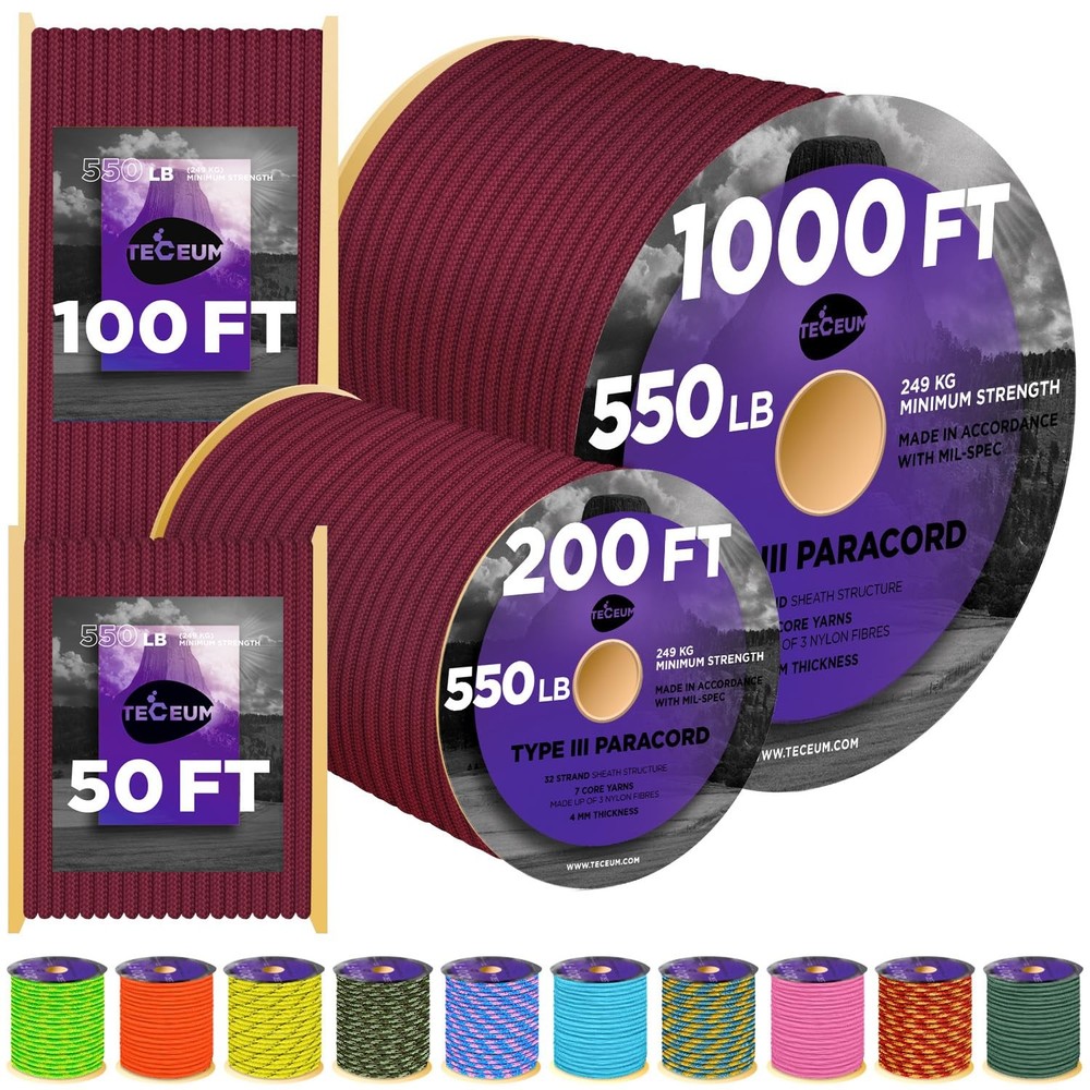 TECEUM Paracord 1000ft Burgundi