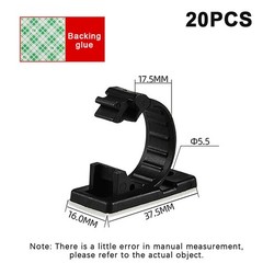 20Pcs Self-Adhesive Cable Organizer Clips Management Wire Holder USB Winder