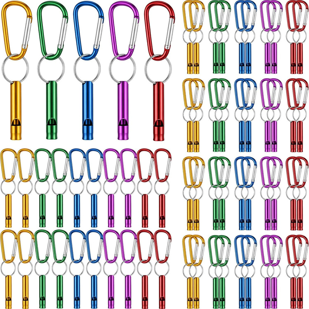 Foilswirl Emergency Whistles with Carabiners Aluminum Extra Loud Survival Safety