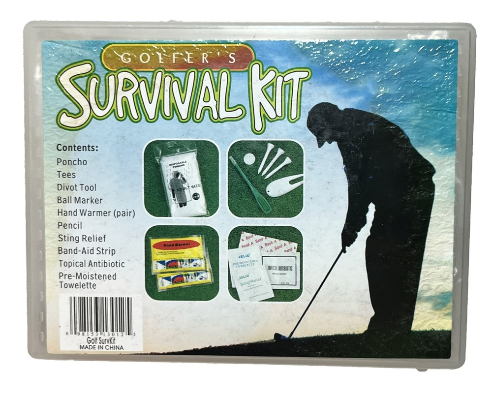 Golfer’s Survival Kit Golf Gift Set Sealed Emergency Accessories Kit Tees Poncho