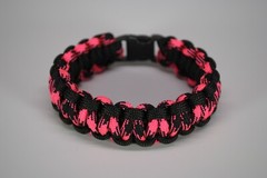 550 Paracord Survival Bracelet Cobra Black/Rosa Noche «Made in the USA»