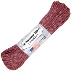 ATWOOD ROPE PARACHUTE BLACK/PINK CORD 550LB TENSILE STRENGTH 100FT USA MADE