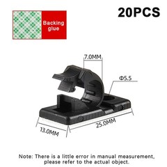 20Pcs Self-Adhesive Cable Organizer Clips Management Wire Holder USB Winder