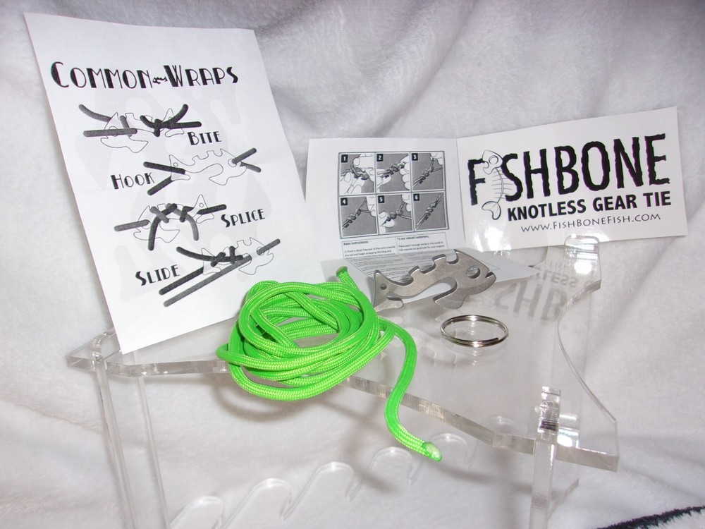 Fish Bone Knotless Rope Tie – Piranha – SEALED NEW IN PACKAGE fluorescent green