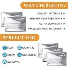 Emergency Blanket Bulk Mylar Survival Thermal Blankets Pack Silver Foil