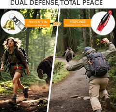 Loud Bear Bell Set to Scare Bears, Hiking Essentials for Women, Emergency Whistl