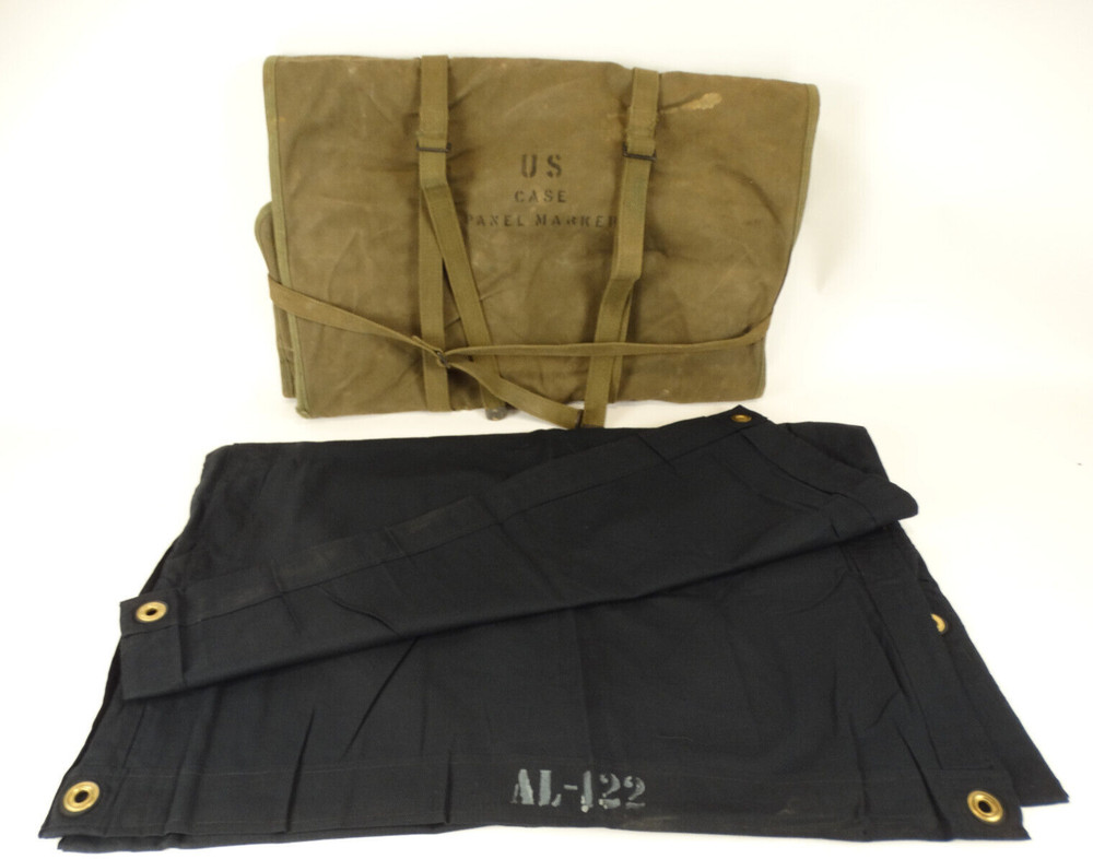 US Army Korean War Era Aerial Communication Panel Case and 13 Marker Panels