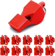 Emergency Whistles with Lanyard 10 Pack Red Safety Whistle for Lifeguard Outd…