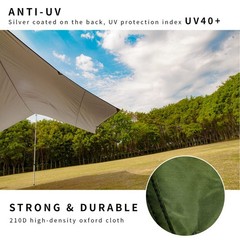 Unigear Hexagon Hammock Rain Fly,15x14FT/12x10FT 15 x 14 ft, Green