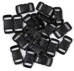 3/4 Inch, 25 Pack Black Plastic Side Release Buckle for Paracord Bracelets (3…
