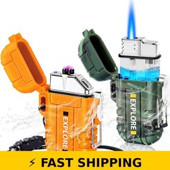 LcFun Waterproof Outdoor Lighter 2-Pack USB Rechargeable & Butane