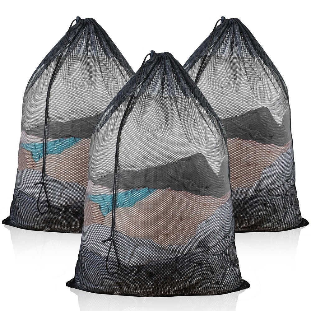EyvirQic 3 Pack Large Mesh Laundry Bag, 24 x 36 Inch Wash Large, black