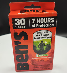 Ben’s 30% DEET Tick & Insect Repellent Wipes Pocket Size 12 Pack 7 Hours