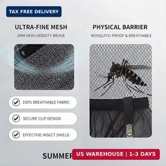 Mosquito Head Net for Hat with Arm Sleeves, No See Um Bug Face Net, Breathable F