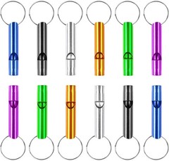 12 Pack Emergency Whistle Keychain, Aluminum Extra Loud Safety Whistles 6 Colors