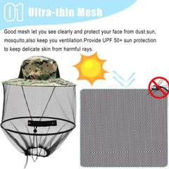 2x Anti-Mosquito Bug Bee Insect Head Net Hat Cap Sun Protection Fishing Hiking L