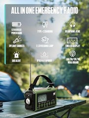12000mAh Emergency Radio – AUTO NOAA 12000mAh – ArmyGreen with LCD Display