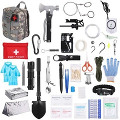 125Pcs Emergency Survival Kit First Aid Military Kit with Backpack Flashlight