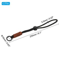 2 Pcs Paracord Lanyard Keychain with Spring Ring Black Brown
