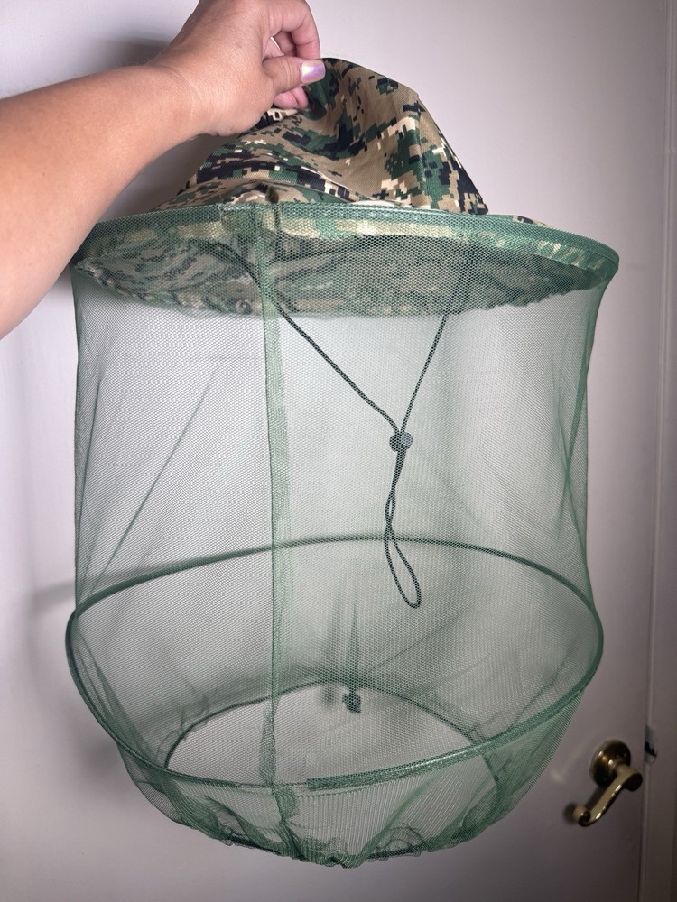 Beekeeper Camo Hat Mosquito Insect Net Veil Head Face Protector Fishing Hiking