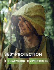 Mosquito Jacket, Durable Bug-Proof Jacket with Adjustable Hood & Pocket, Summer