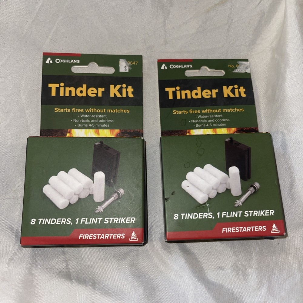 Coghlan’s Emergency Tinder Kit Survival Waterproof Flint Striker Fire 2 Pieces