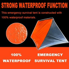 Emergency 2-Person Orange & Gray Survival Tent with Whistle & Paracord Storm &