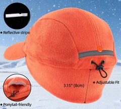 Connectyle Outdoor Fleece Cap with Earflap Warm Winter Hat One Size, Orange
