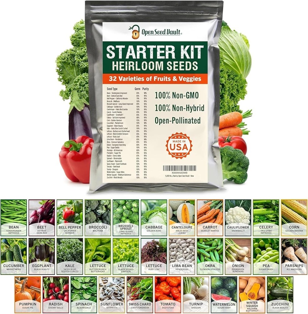 15,000 Heirloom Seeds | 32 Seed Types | Survival Seeds | 2026 Season | Non GM…