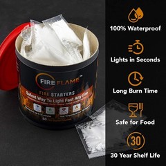 All-Purpose Instant Fire Starter – 60 Waterproof Pouches for BBQ, Camping & More