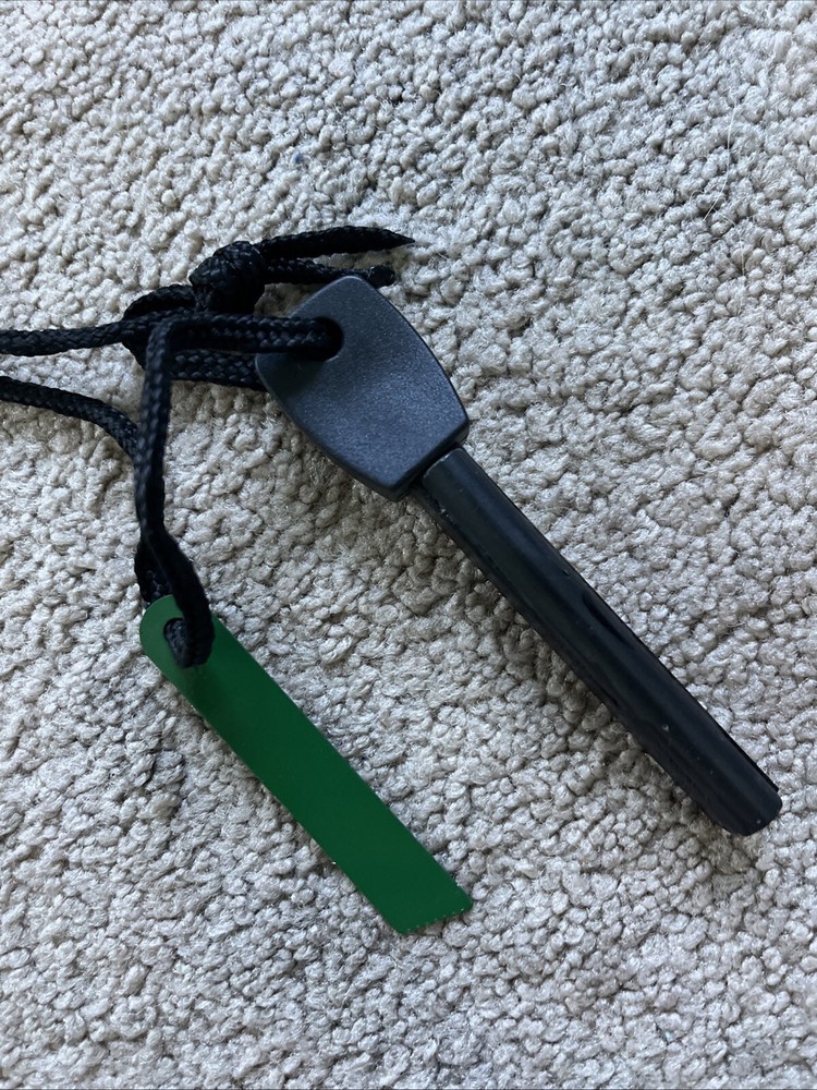 NEW 4” Reinforced Fire Strike Magnesium Flint Fire Starter Rod + Scraper BLACK