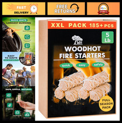 185 Pcs Natural Fire Starters for Campfires & Grills – Long-Burning, Odorless, Q